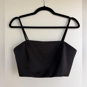 ZARA Smocked Brushed Satin Crop Top